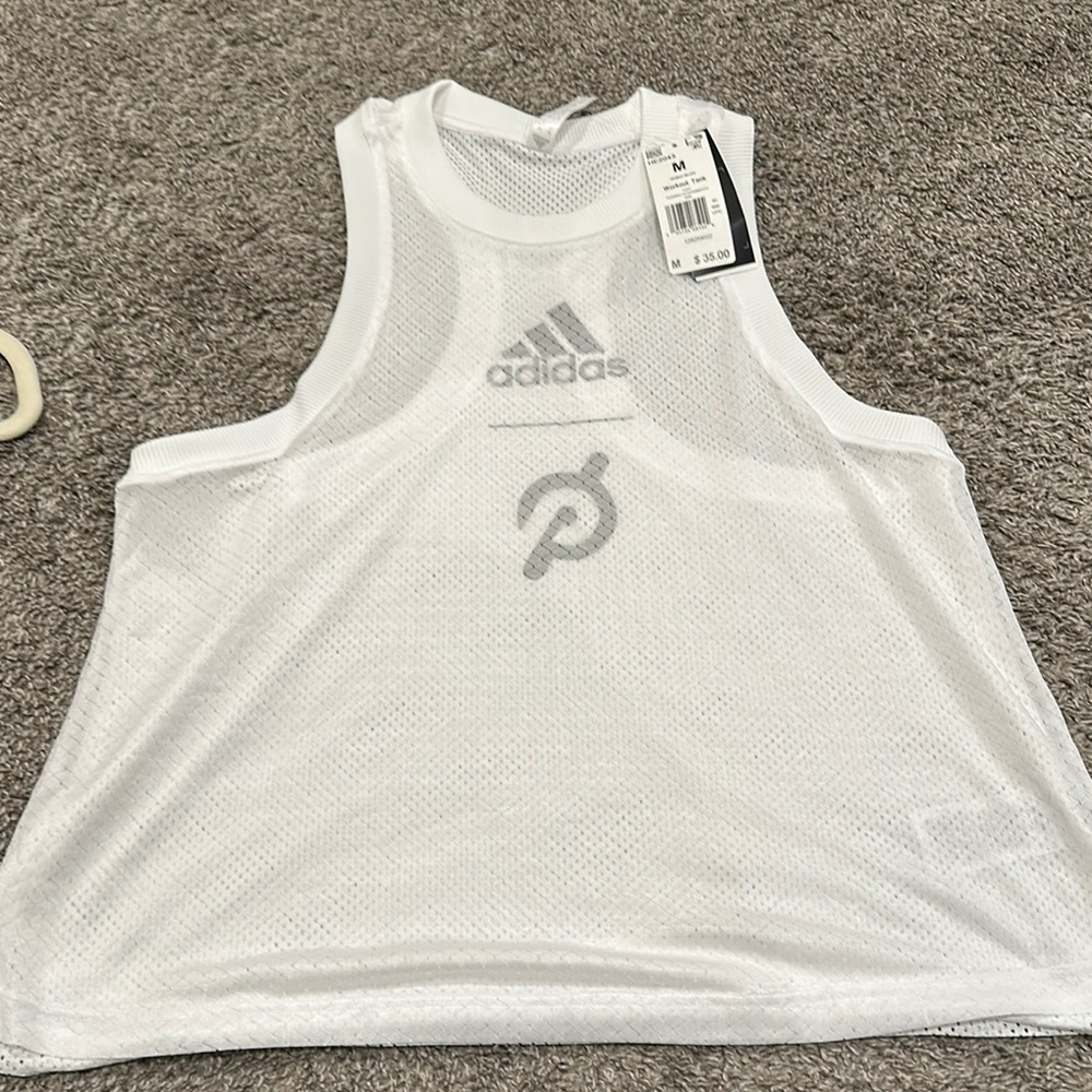 Adidas White Mesh Tank Top